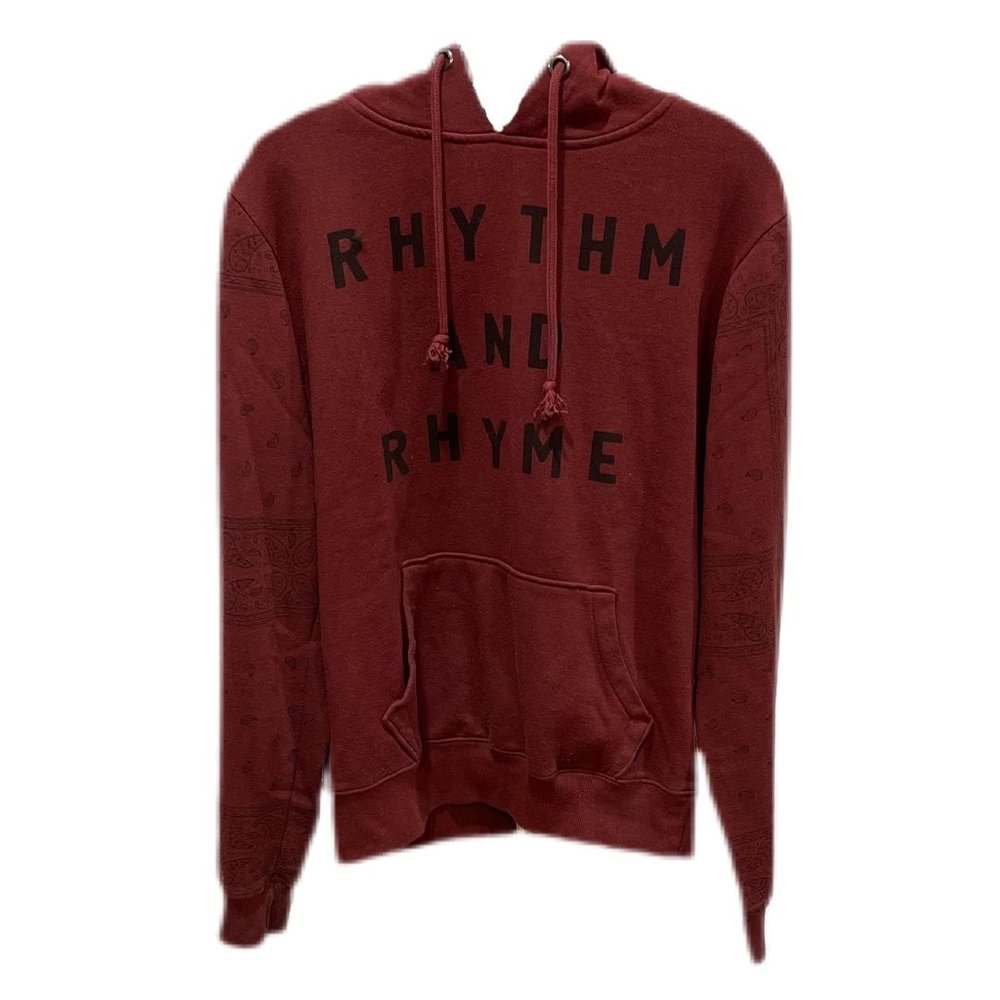 Rhythm And Rhyme Hoodie Sweater Sweatshirt Red Burgundy Sz S Paisley Sleeves